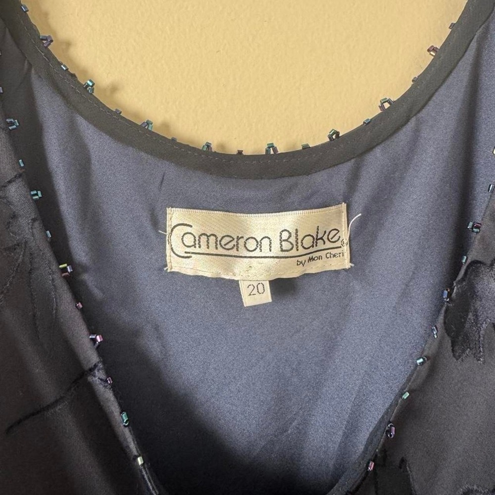Vintage 90s Y2K 100% Silk Navy Blue Tiered Maxi Dress Burnout Plus Size Large XL - Picture 4 of 8
